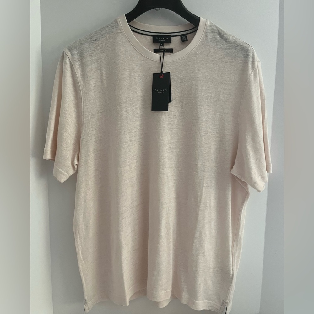 Ted Baker London 100% Fine Linen Knit Short Sleeve Crew Neck Casual Top/Teeshirt